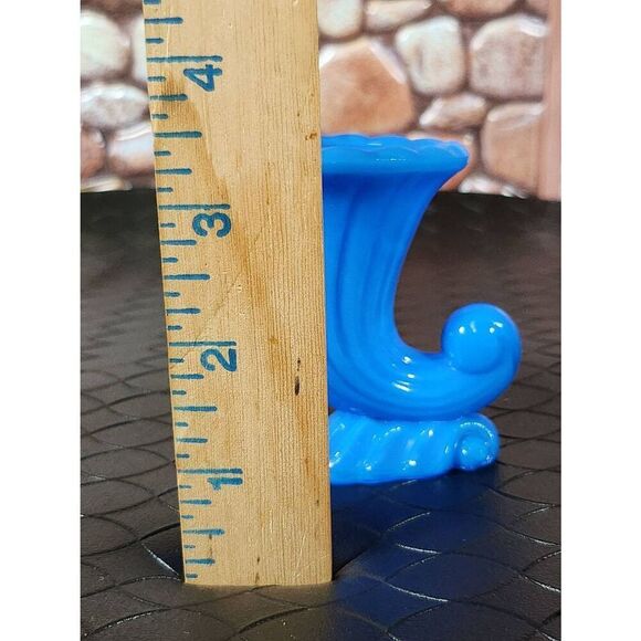 Vtg Blue Slag Glass Akro Agate NYC Vogue Merc Co. Toothpick Holder Cornucopia - Picture 9 of 9